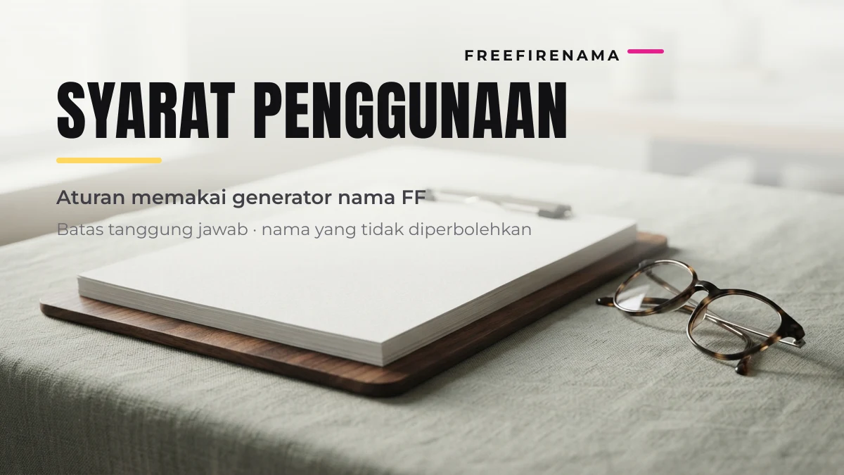 Syarat penggunaan generator nama FF FreeFireNama